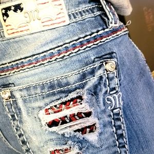 MISS ME ✂️CUTOFFS RED WHITE AND BLUE